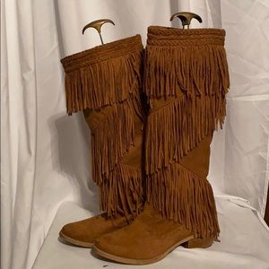 not rated fringe camel colored boots